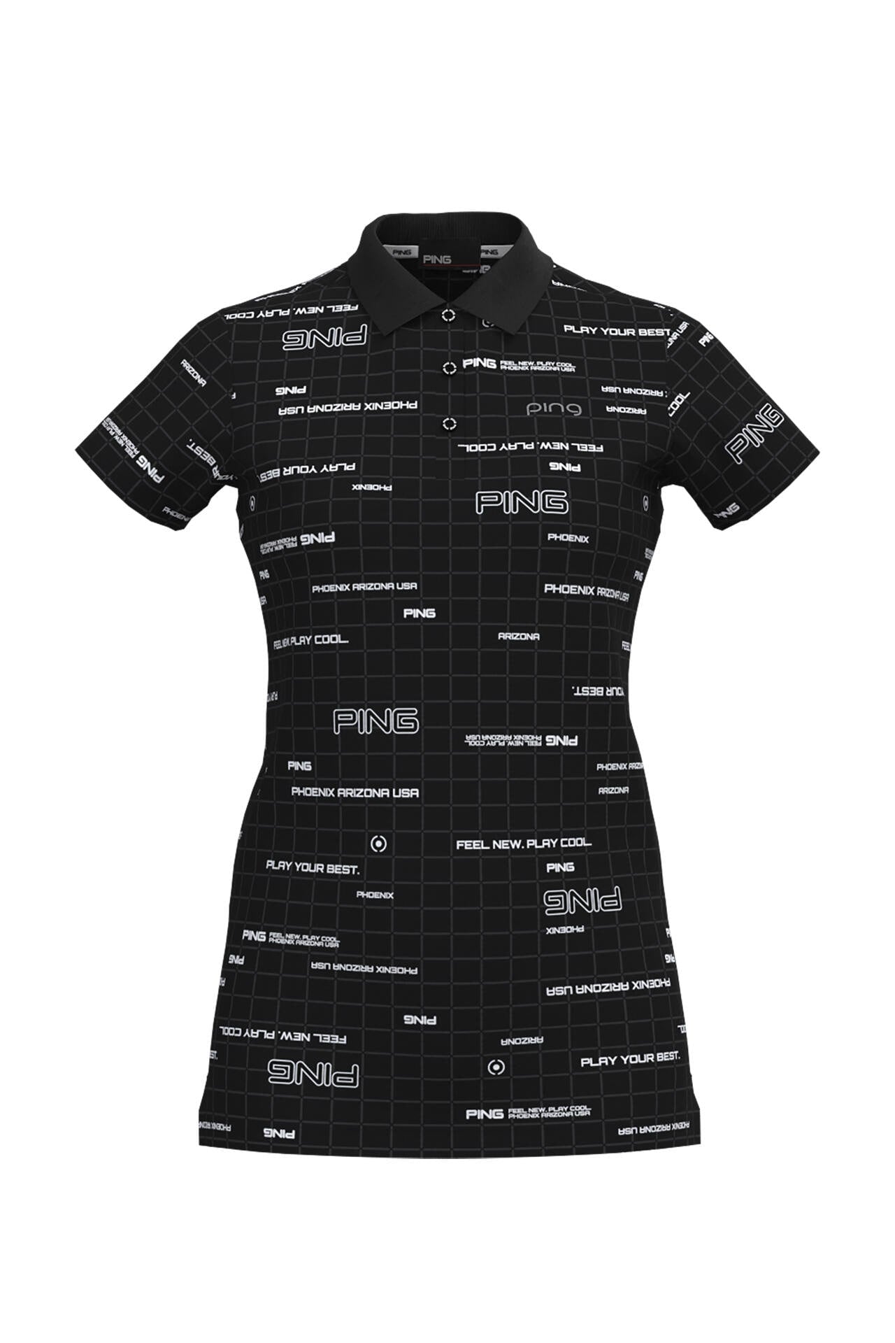 【PING APPAREL】デジタルグリッド柄サラマックスUV半袖ポロシャツ ＜PERFORMANCE＞ (LADIES)