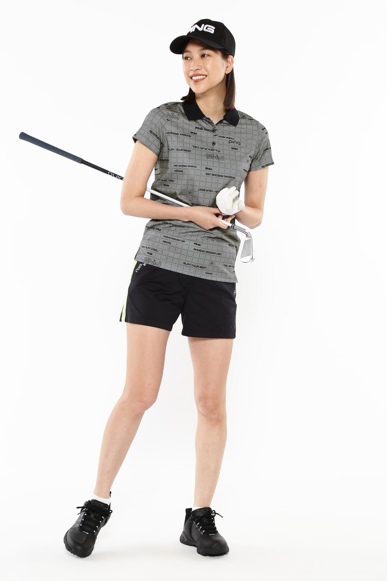 【PING APPAREL】デジタルグリッド柄サラマックスUV半袖ポロシャツ ＜PERFORMANCE＞ (LADIES)