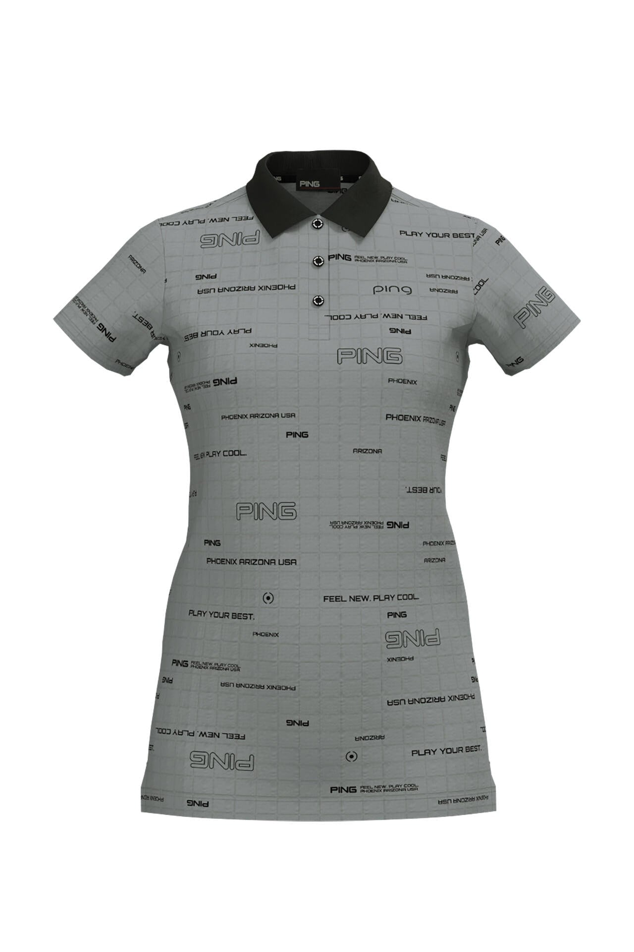 【PING APPAREL】デジタルグリッド柄サラマックスUV半袖ポロシャツ ＜PERFORMANCE＞ (LADIES)