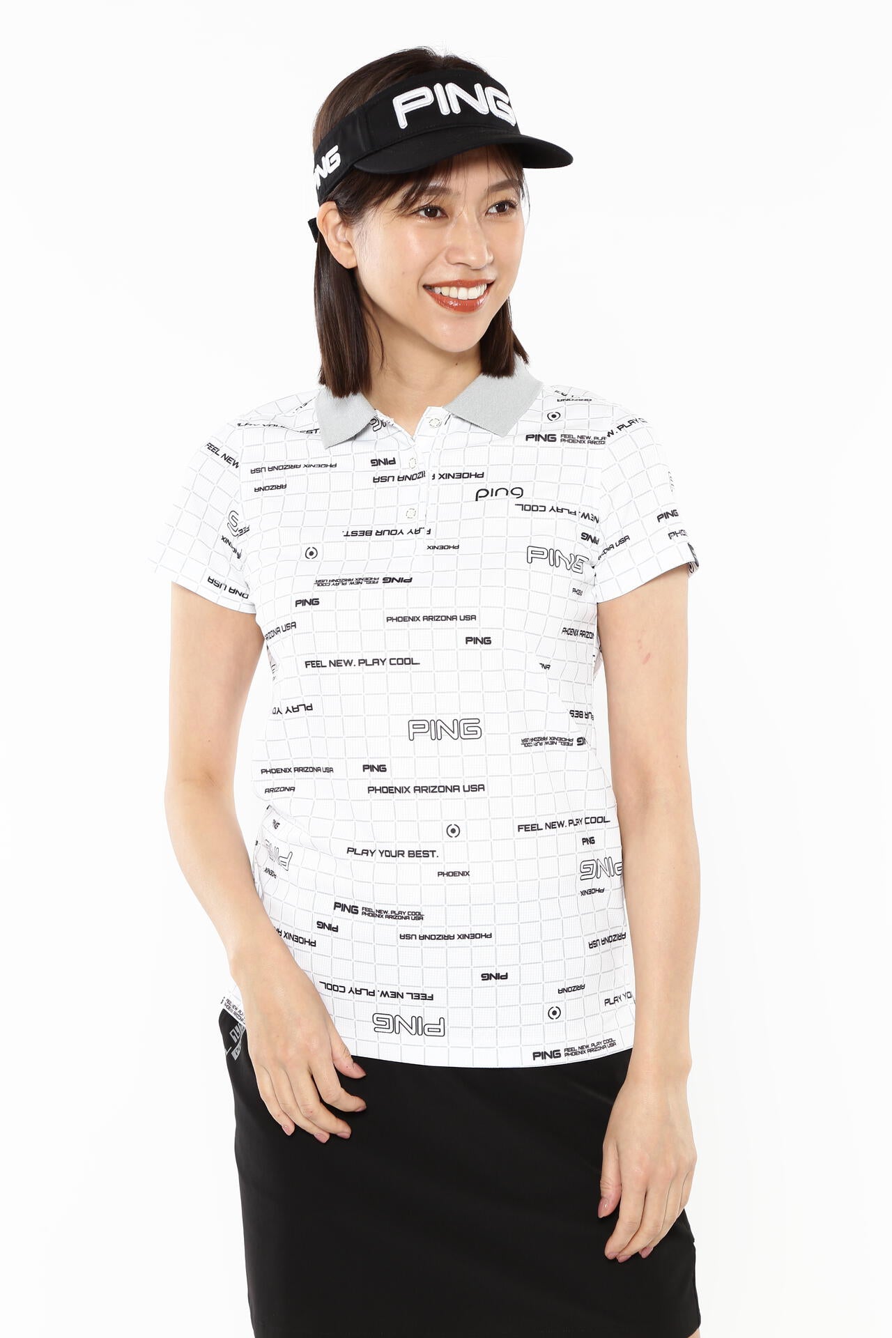 【PING APPAREL】デジタルグリッド柄サラマックスUV半袖ポロシャツ ＜PERFORMANCE＞ (LADIES)