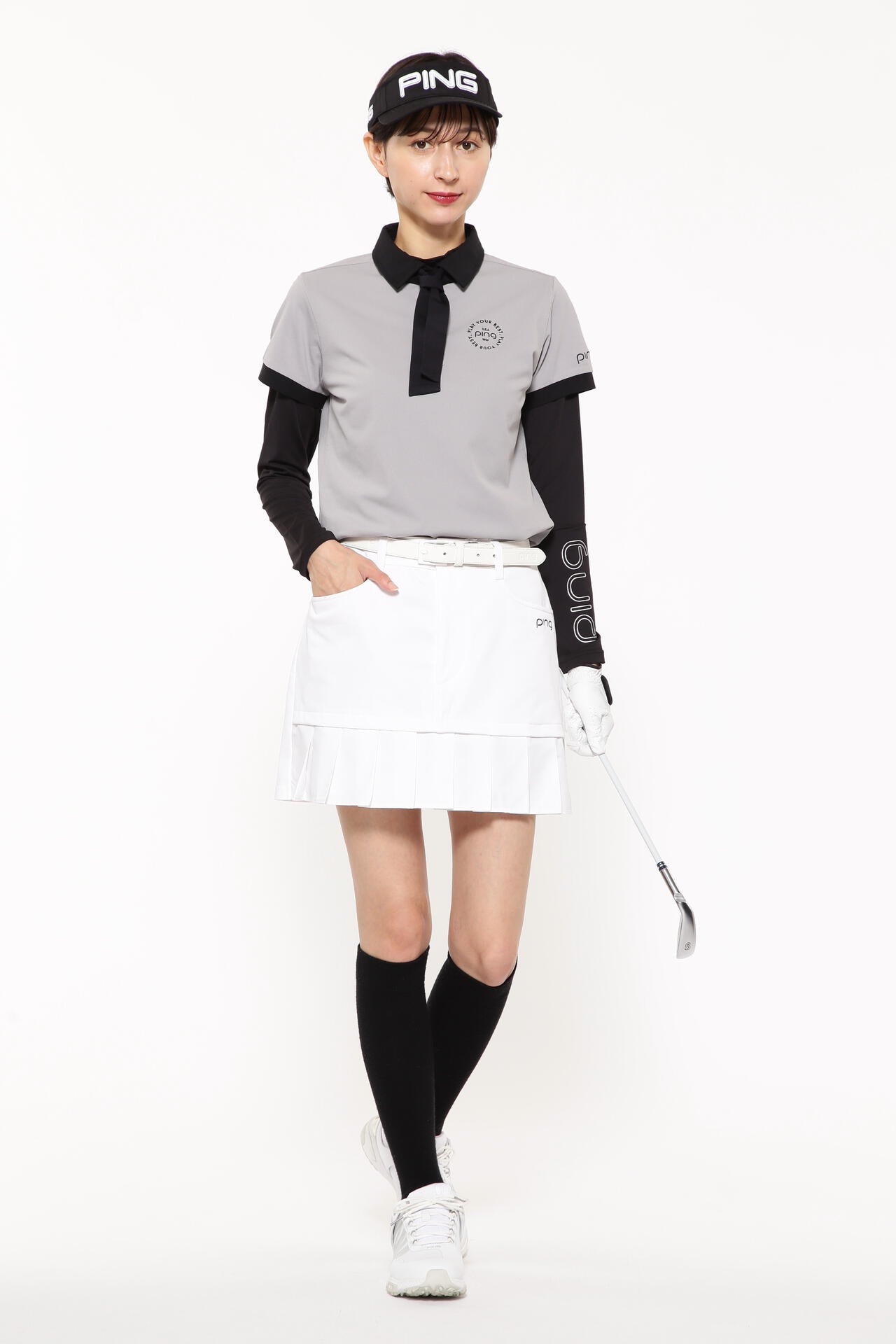 【PING APPAREL】フェイクレイヤードプリーツスカート ＜LADIES LINE＞＜NATIVE＞ (LADIES)
