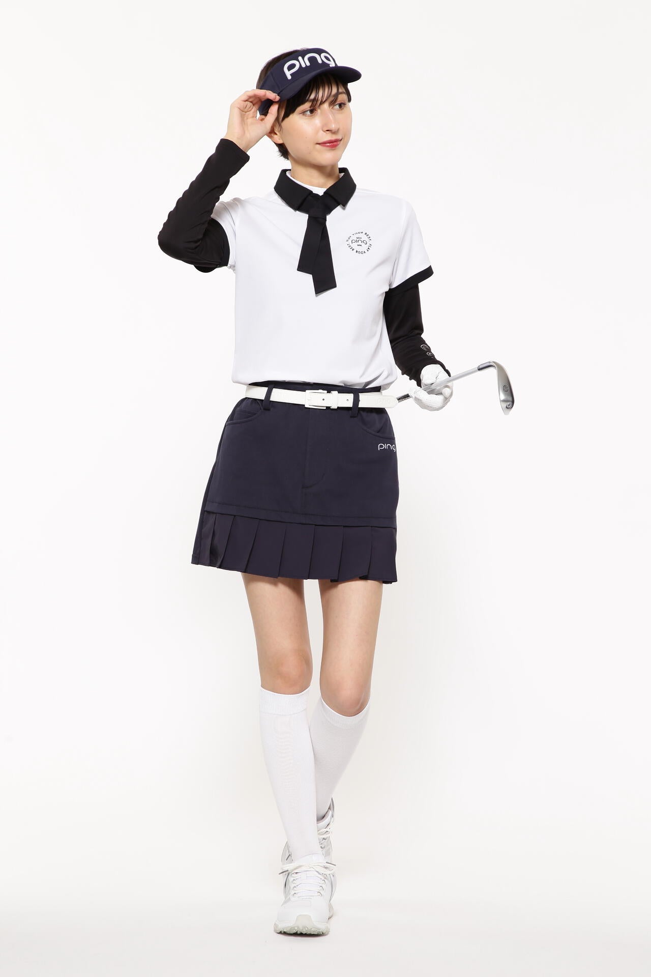 【PING APPAREL】フェイクレイヤードプリーツスカート ＜LADIES LINE＞＜NATIVE＞ (LADIES)
