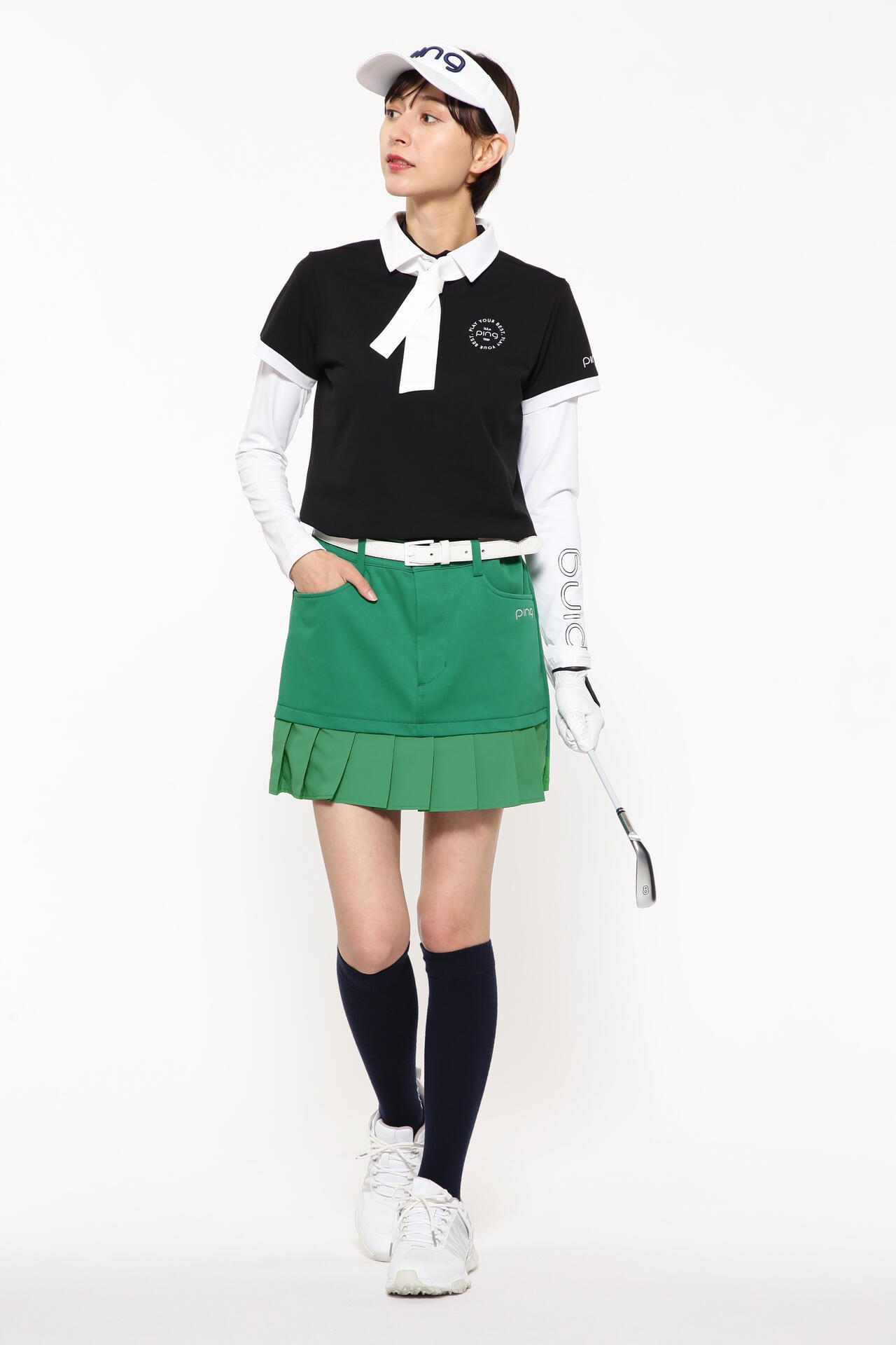 【PING APPAREL】フェイクレイヤードプリーツスカート ＜LADIES LINE＞＜NATIVE＞ (LADIES)
