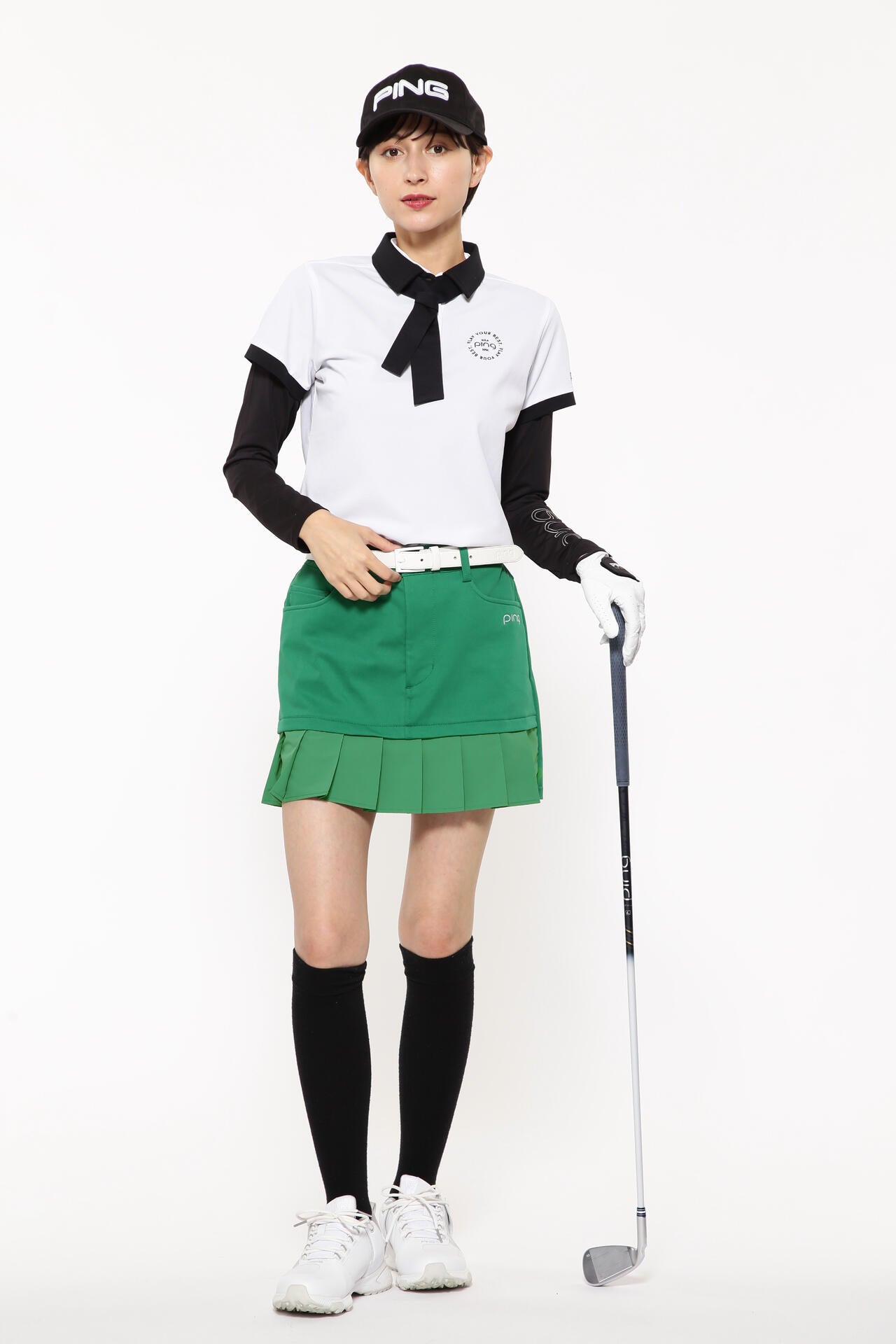 【PING APPAREL】フェイクレイヤードプリーツスカート ＜LADIES LINE＞＜NATIVE＞ (LADIES)