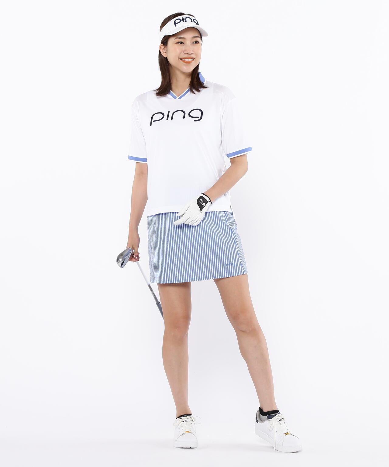 【PING APPAREL】涼風-SUZUKAZE メッシュパネルジャガード半袖ポロシャツ ＜LADIES LINE＞ (LADIES)
