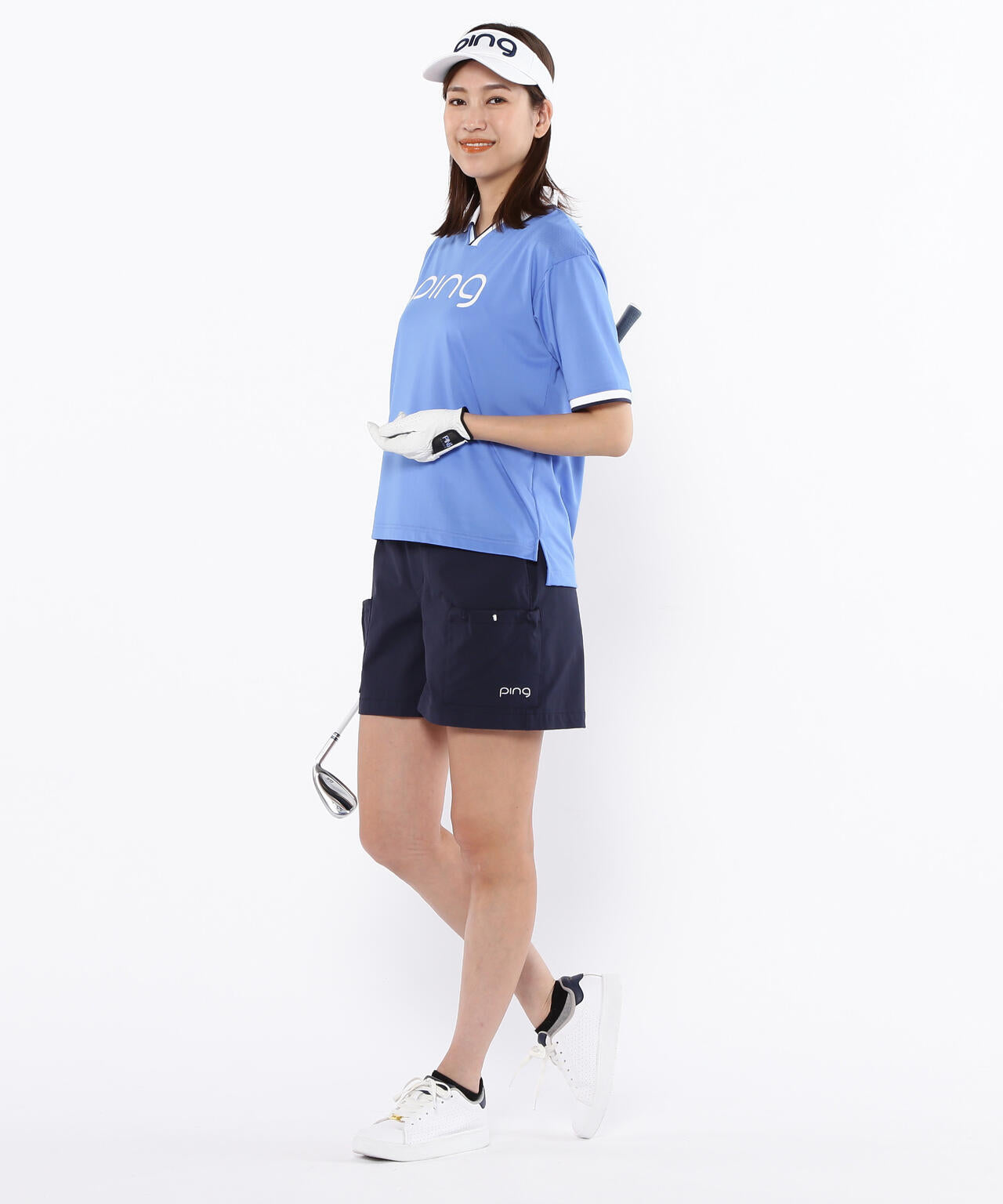 【PING APPAREL】涼風-SUZUKAZE メッシュパネルジャガード半袖ポロシャツ ＜LADIES LINE＞ (LADIES)