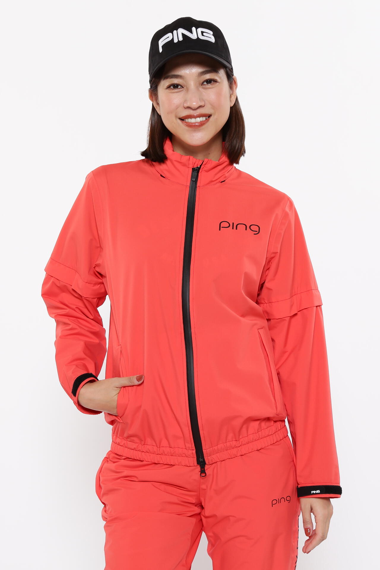 ［PING APPAREL］［撥水・防水］ダーミザクスレインウェアトップ&ボトムセット ＜GOLD＞ (LADIES)