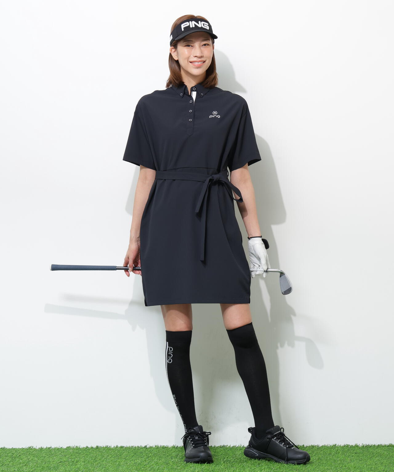 【PING APPAREL】【吸汗速乾・ストレッチ】サッカーワンピース ＜GOLD＞ (LADIES)