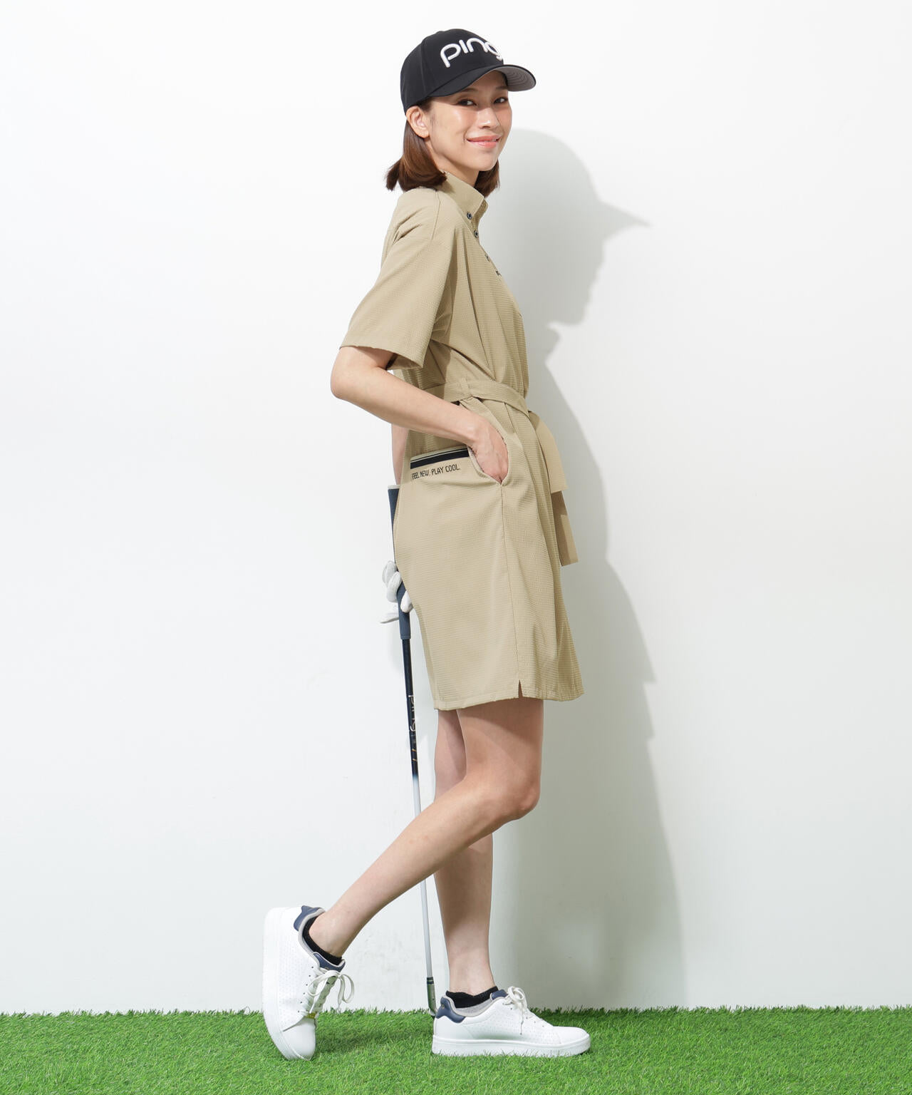 【PING APPAREL】【吸汗速乾・ストレッチ】サッカーワンピース ＜GOLD＞ (LADIES)