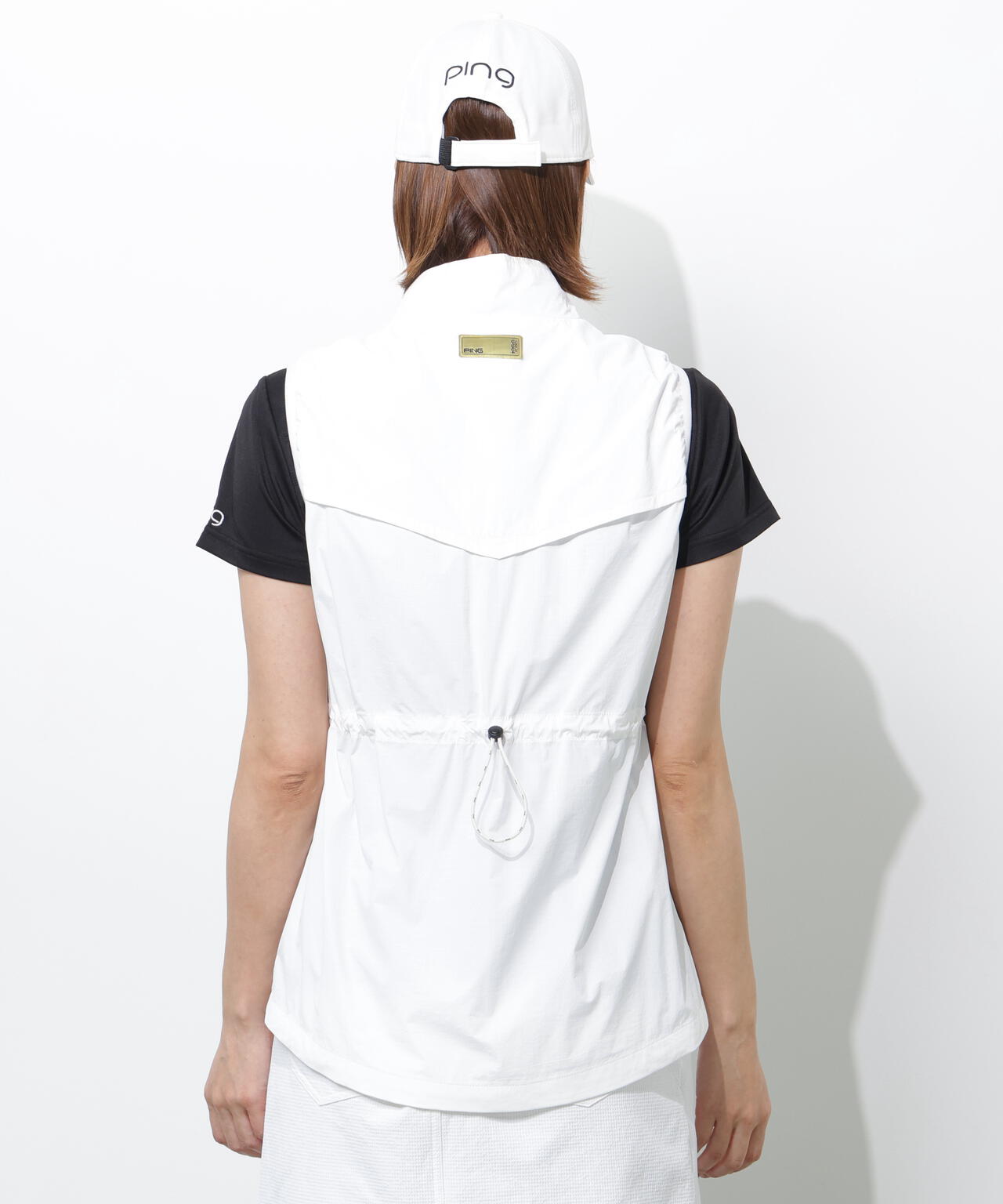 ［PING APPAREL］［UVカット・撥水］リップストップ高機能フルジップベスト ＜GOLD＞ (LADIES)