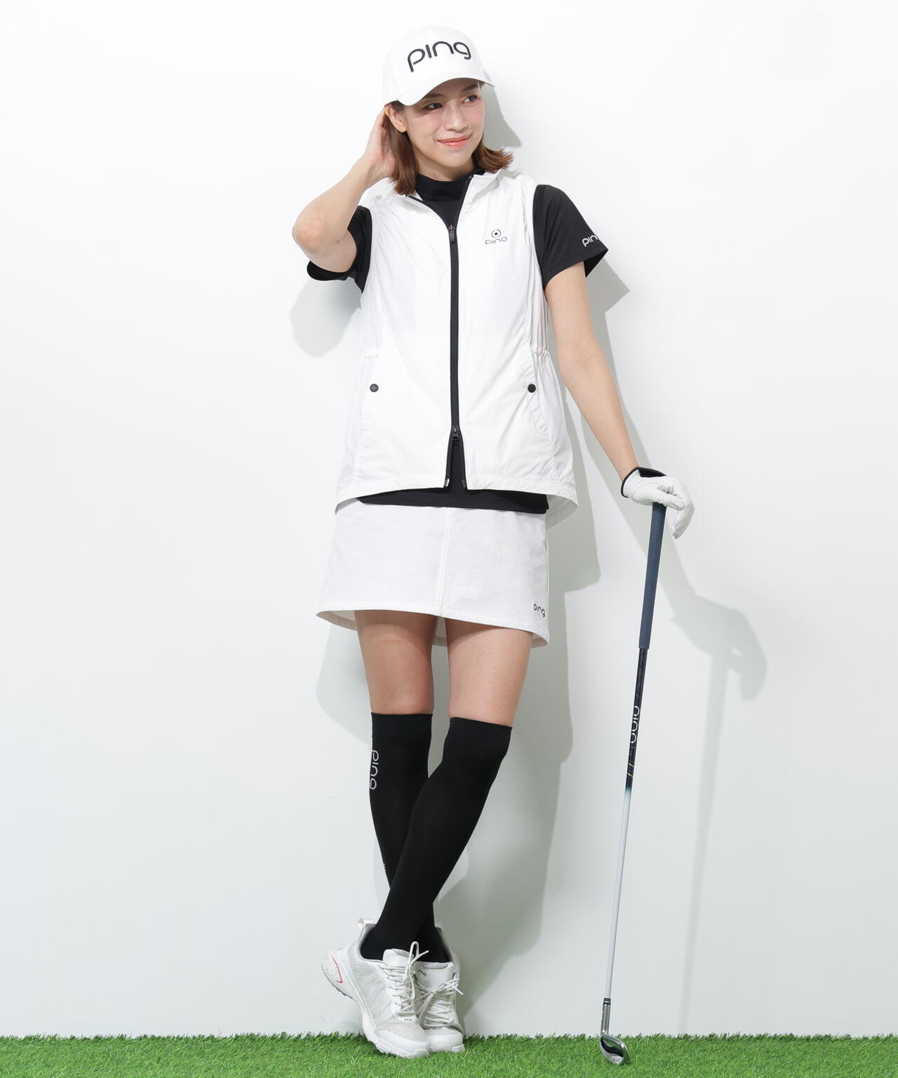 ［PING APPAREL］［UVカット・撥水］リップストップ高機能フルジップベスト ＜GOLD＞ (LADIES)