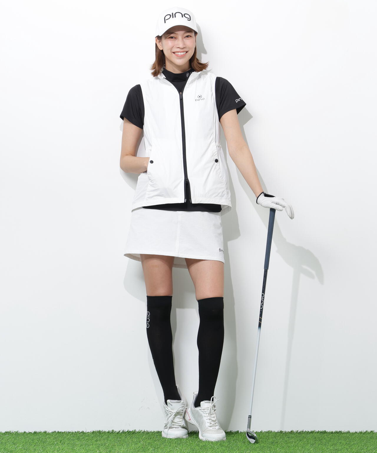 ［PING APPAREL］［UVカット・撥水］リップストップ高機能フルジップベスト ＜GOLD＞ (LADIES)