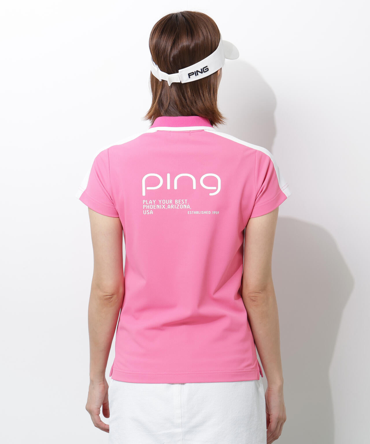 【PING APPAREL】切替ロゴテープカノコ半袖ハーフジップポロシャツ ＜PERFORMANCE＞ (LADIES)