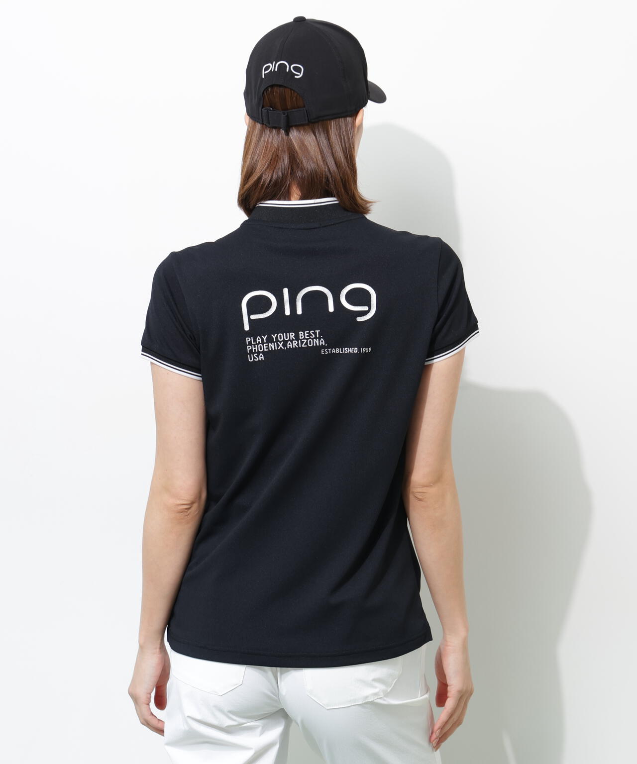 【PING APPAREL】スーパーシェルター06ラインリブ半袖カノコポロシャツ ＜PERFORMANCE＞ (LADIES)