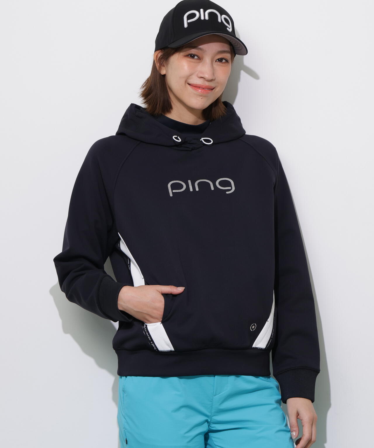 【PING APPAREL】全方向ストレッチ接結裏メッシュ切替ロゴテープスウェットフーディ ＜PERFORMANCE＞ (LADIES)