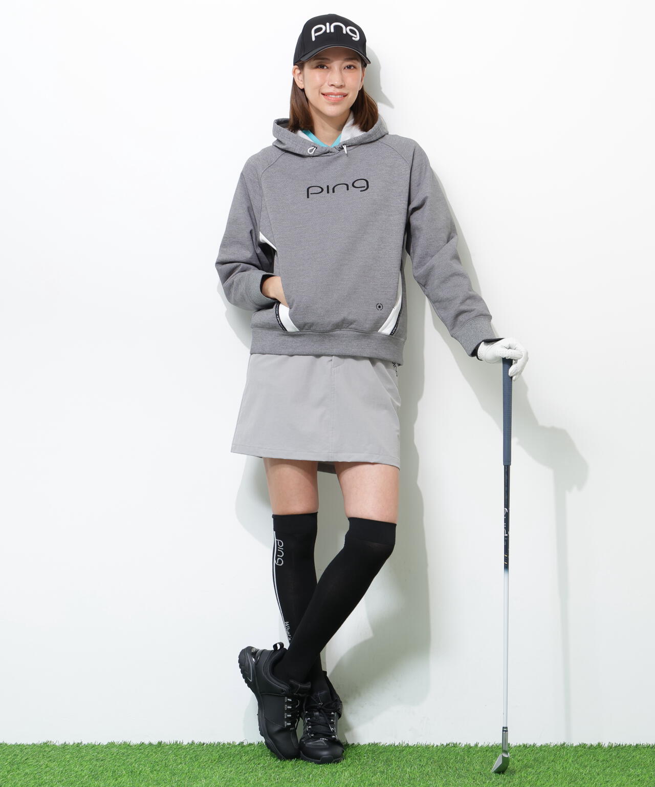 【PING APPAREL】全方向ストレッチ接結裏メッシュ切替ロゴテープスウェットフーディ ＜PERFORMANCE＞ (LADIES)