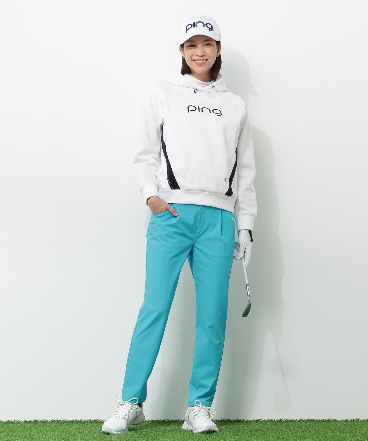 【PING APPAREL】全方向ストレッチ接結裏メッシュ切替ロゴテープスウェットフーディ ＜PERFORMANCE＞ (LADIES)