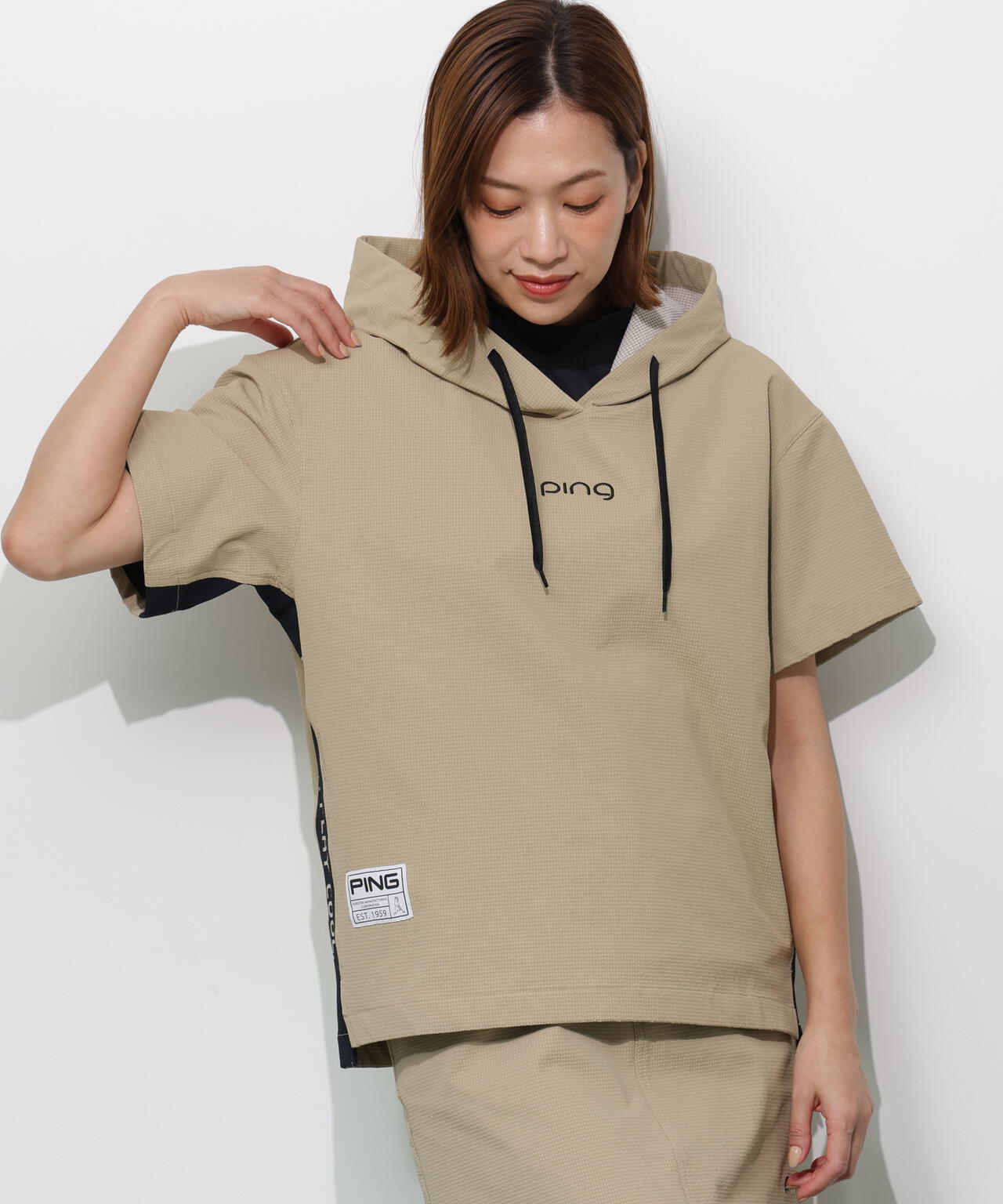 【PING APPAREL】半袖フーディプルオーバー ＜GOLD＞ (LADIES)