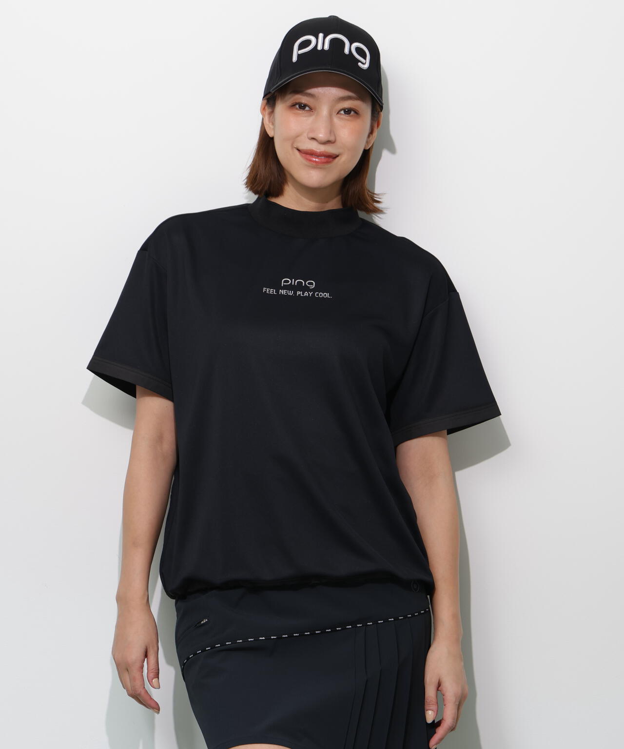 【PING APPAREL】サンベール×クールフローカノコ半袖ハイネックシャツ ＜GOLD＞ (LADIES)
