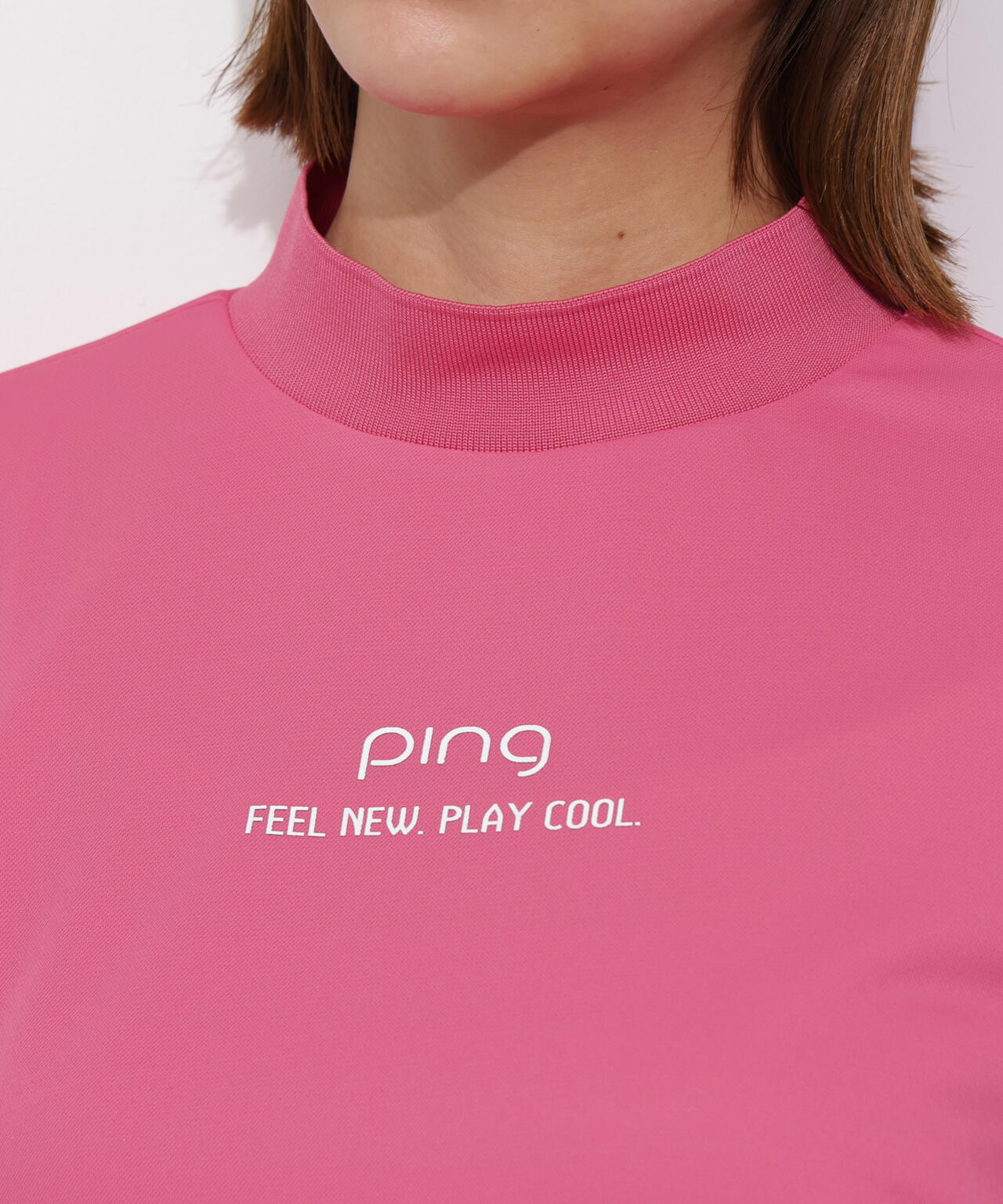 【PING APPAREL】サンベール×クールフローカノコ半袖ハイネックシャツ ＜GOLD＞ (LADIES)