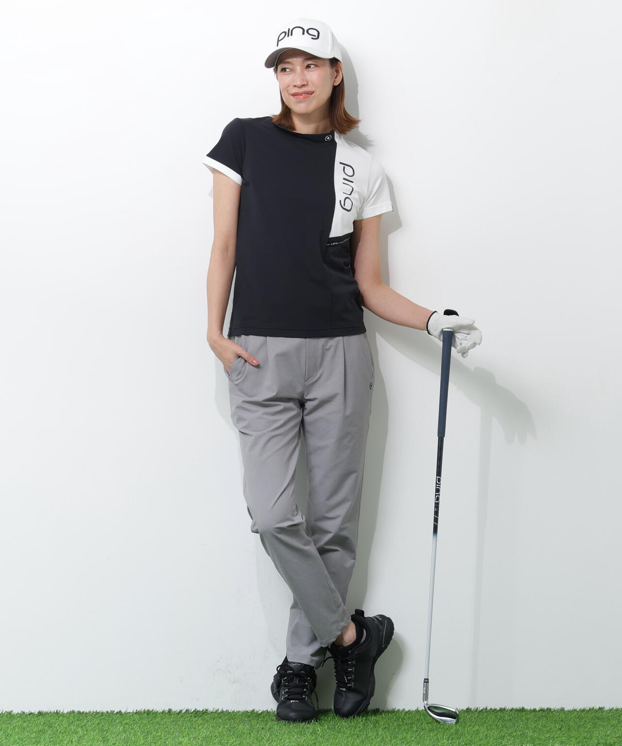 【PING APPAREL】クイックドライバイカラー半袖カノコハイネックカットソー ＜PERFORMANCE＞ (LADIES)