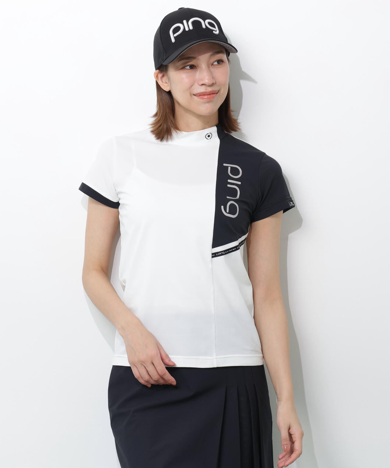 【PING APPAREL】クイックドライバイカラー半袖カノコハイネックカットソー ＜PERFORMANCE＞ (LADIES)