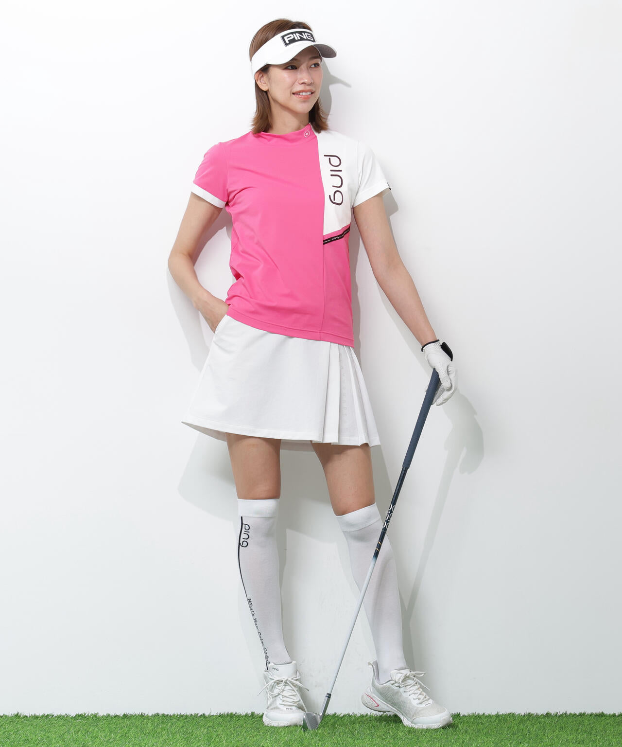 【PING APPAREL】クイックドライバイカラー半袖カノコハイネックカットソー ＜PERFORMANCE＞ (LADIES)