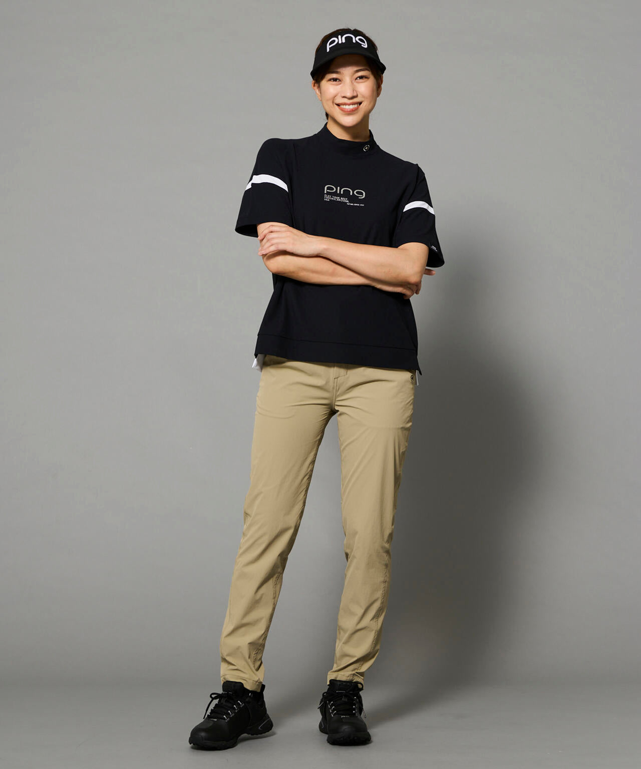 【PING APPAREL】レイブロックエコ配色切替半袖ハイネックシャツ ＜PERFORMANCE＞ (LADIES)