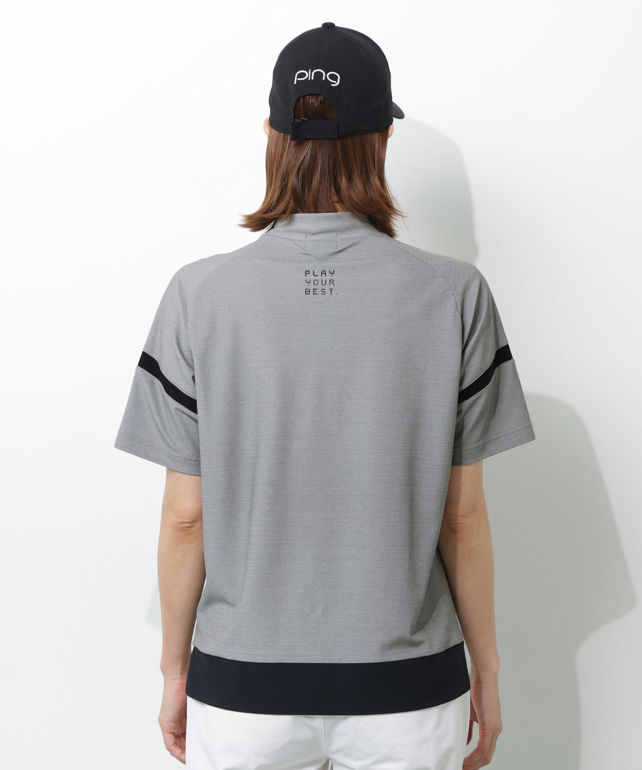 【PING APPAREL】レイブロックエコ配色切替半袖ハイネックシャツ ＜PERFORMANCE＞ (LADIES)