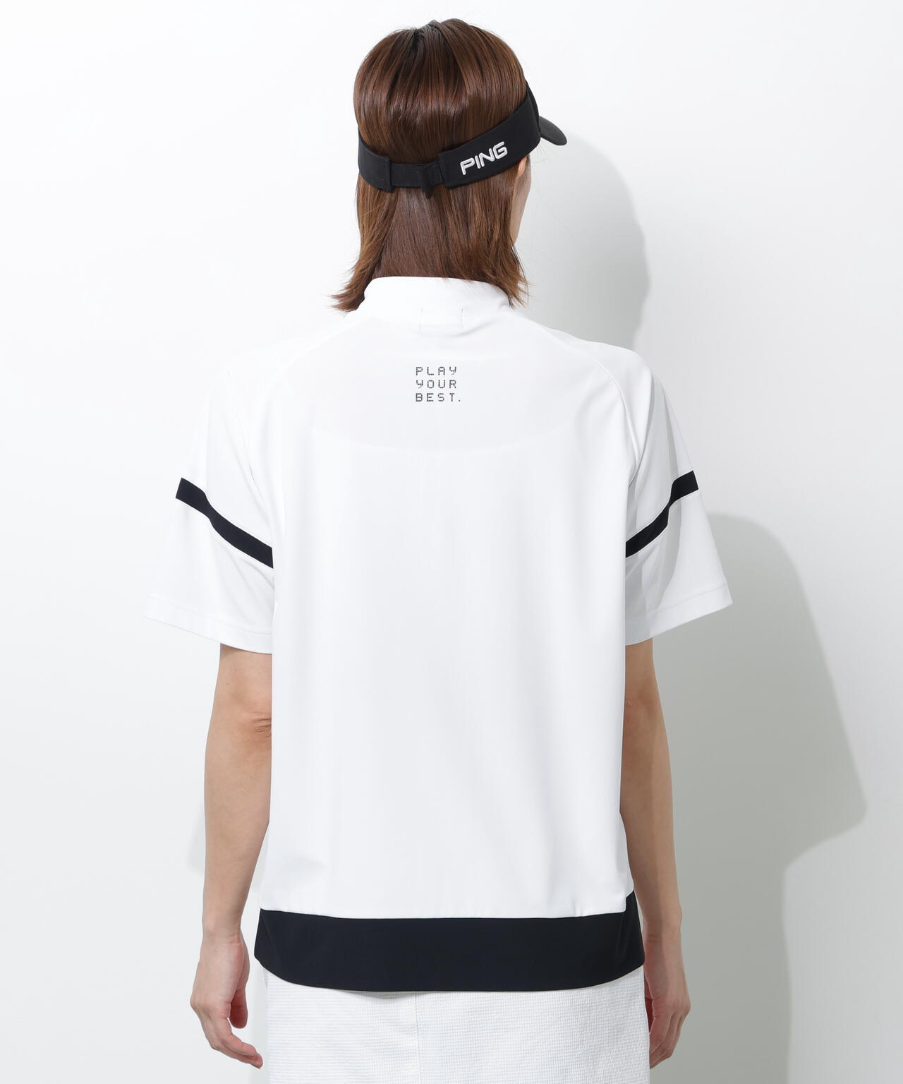 【PING APPAREL】レイブロックエコ配色切替半袖ハイネックシャツ ＜PERFORMANCE＞ (LADIES)