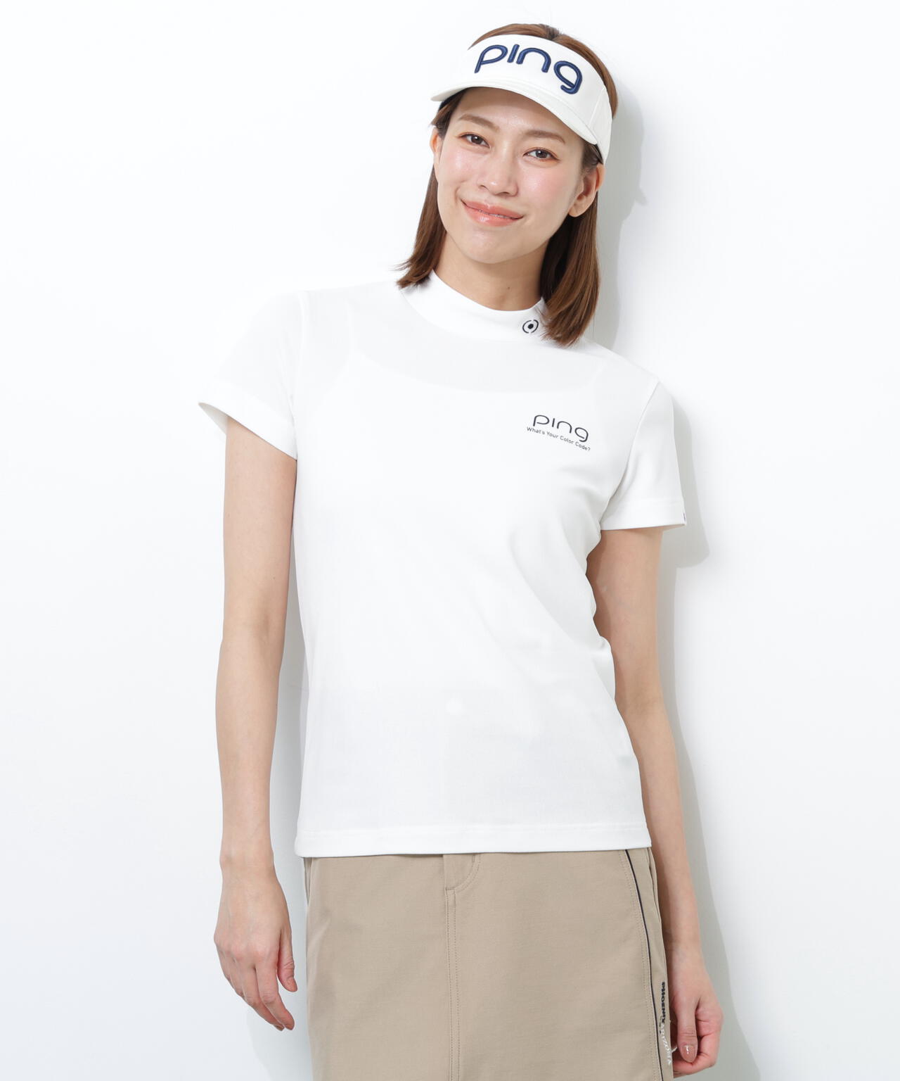 【PING APPAREL】【10カラーシリーズ】PEカノコ半袖ハイネックシャツ ＜NATIVE＞ (LADIES)