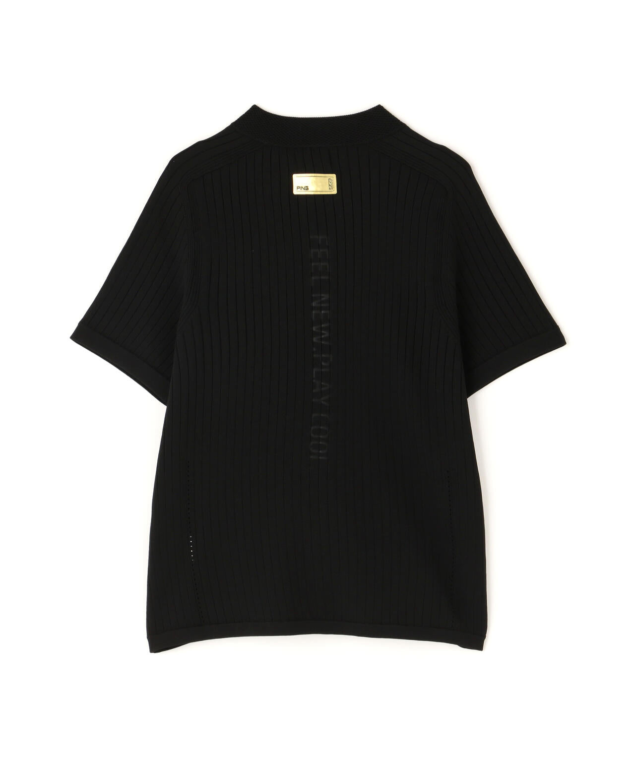【PING APPAREL】エンボス半袖ニットハーフジップアッププルオーバー ＜GOLD＞ (LADIES)