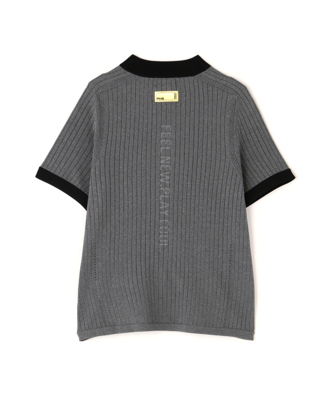 【PING APPAREL】エンボス半袖ニットハーフジップアッププルオーバー ＜GOLD＞ (LADIES)