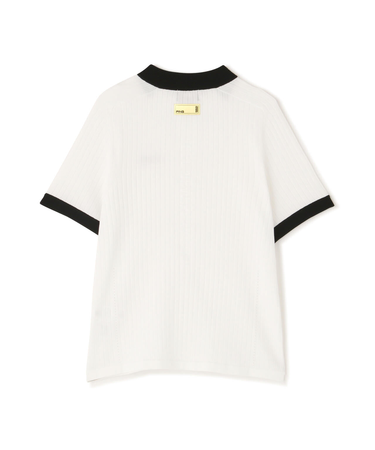 【PING APPAREL】エンボス半袖ニットハーフジップアッププルオーバー ＜GOLD＞ (LADIES)