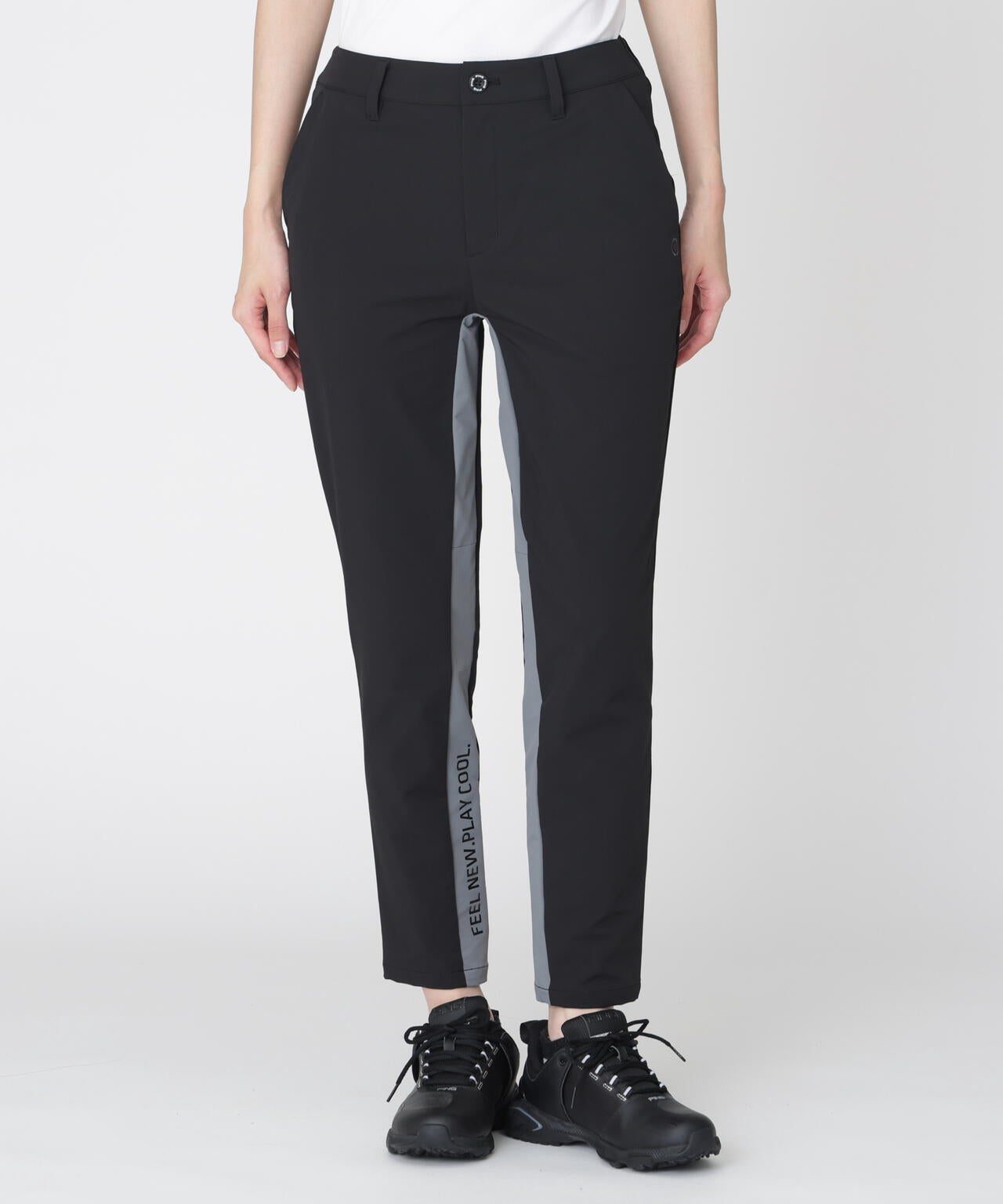 【PING APPAREL】全方向ストレッチ二重織 フィット＆ストレッチ配色テーパードパンツ (LADIES)