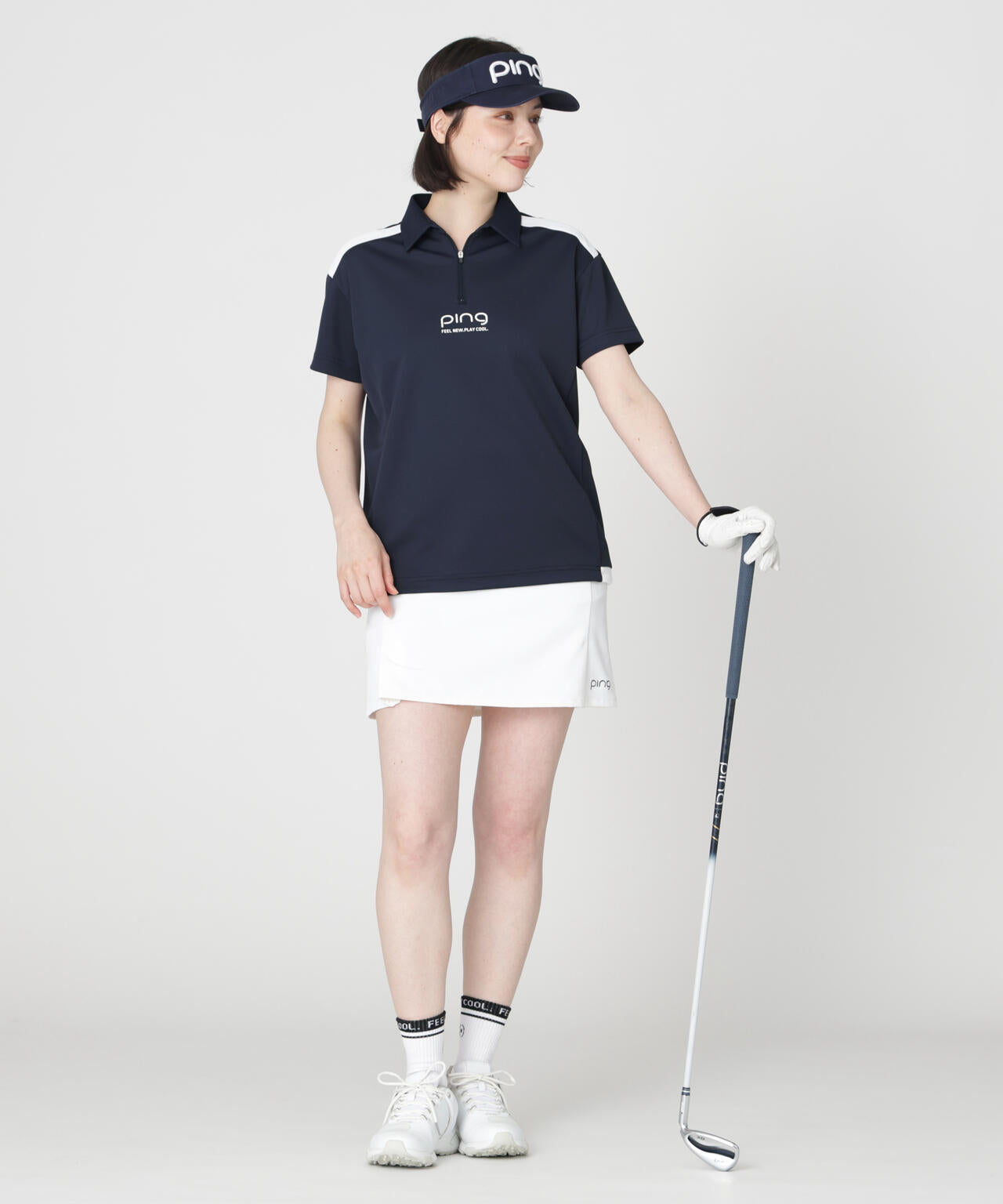 ［PING APPAREL］［吸水速乾・遮熱］オクタピンメッシュ半袖ハーフジップシャツ (LADIES)