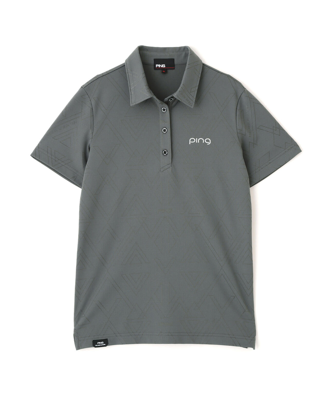 ［PING APPAREL］［吸水速乾・ストレッチ］三角幾何学柄ジャカード半袖ポロシャツ (LADIES)