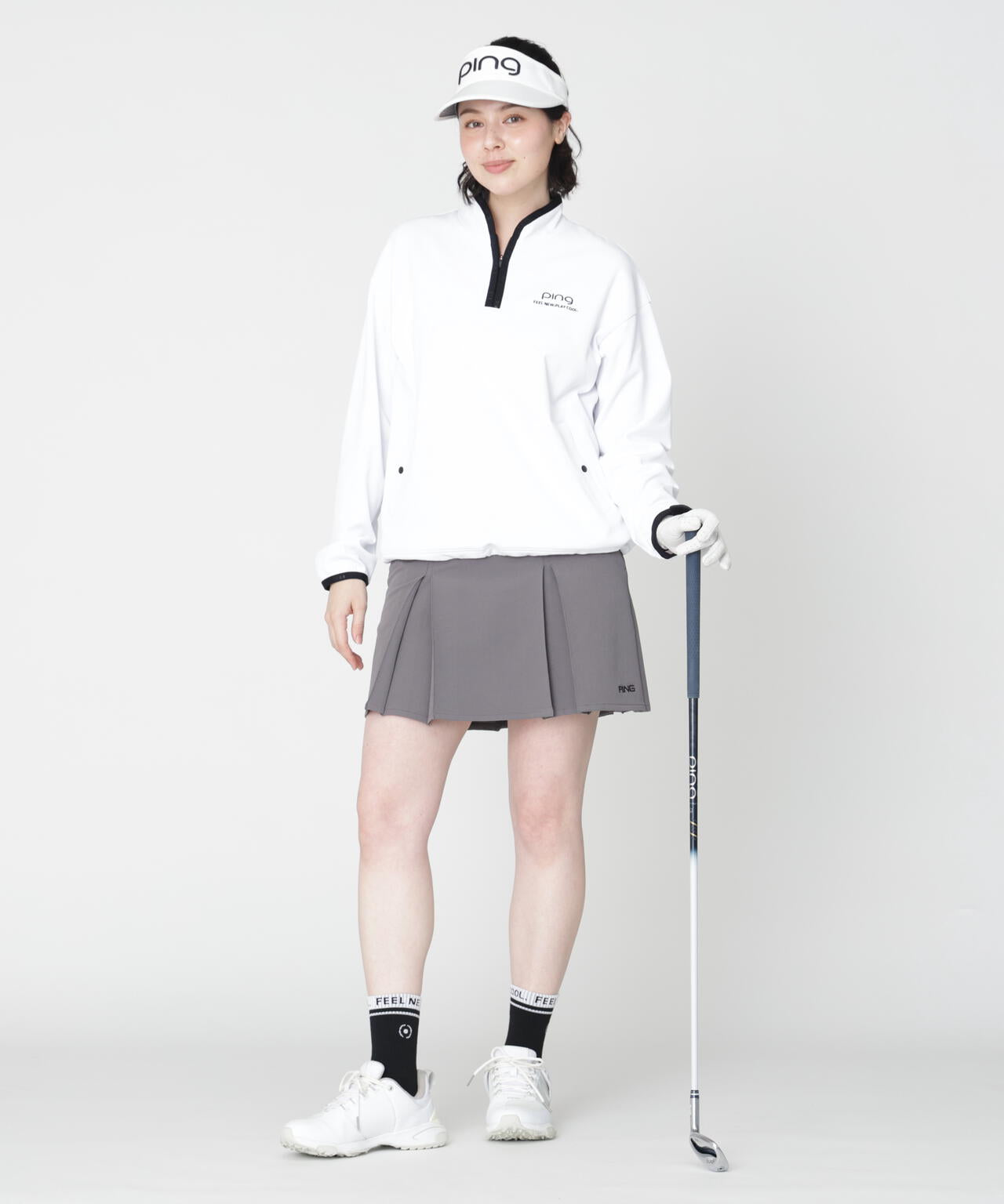 【PING APPAREL】メッシュリバーニットハーフジップカットソー (LADIES)