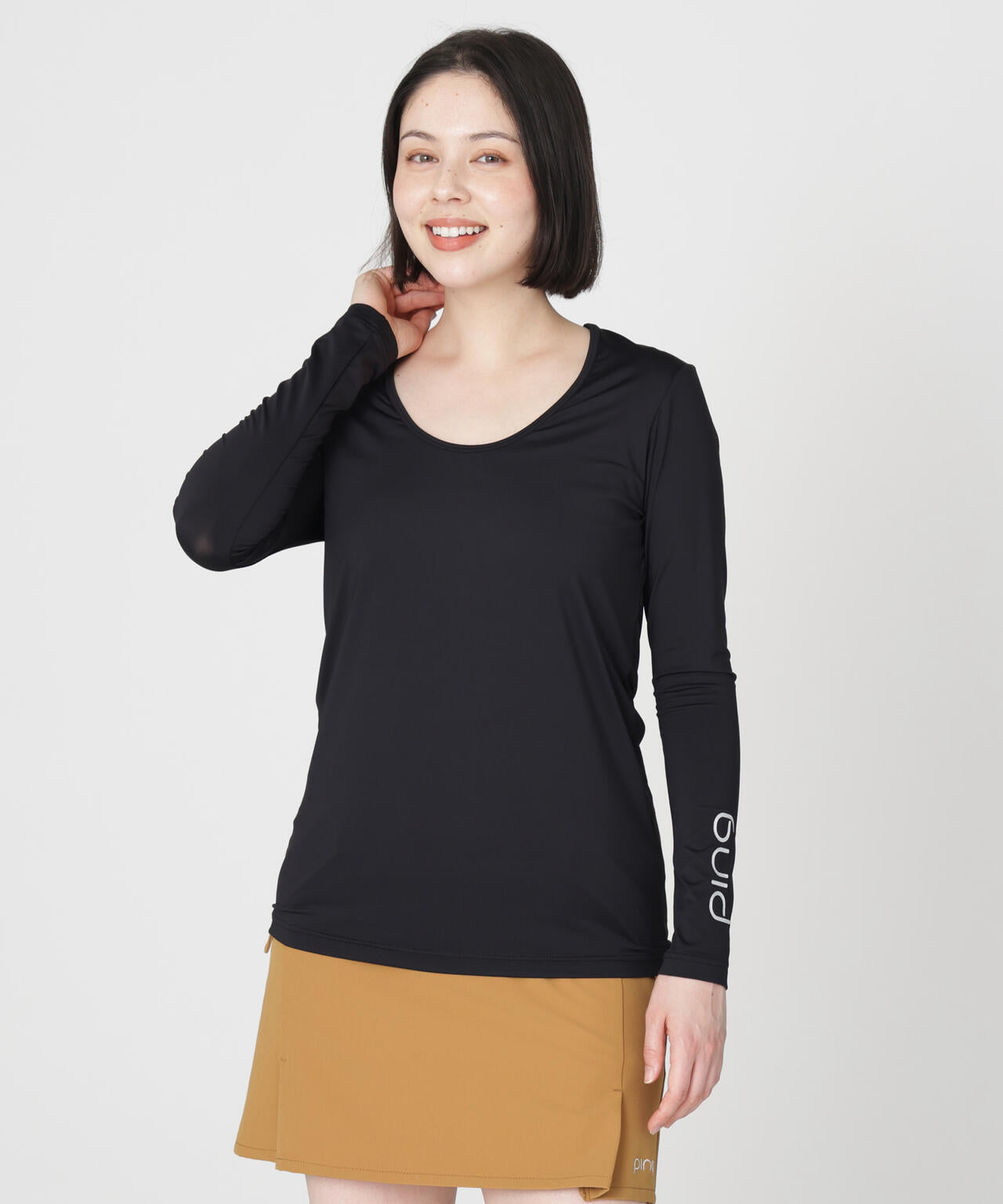 ［PING APPAREL］［UVカット・接触冷感］ベア天竺長袖Uネックインナー (LADIES)