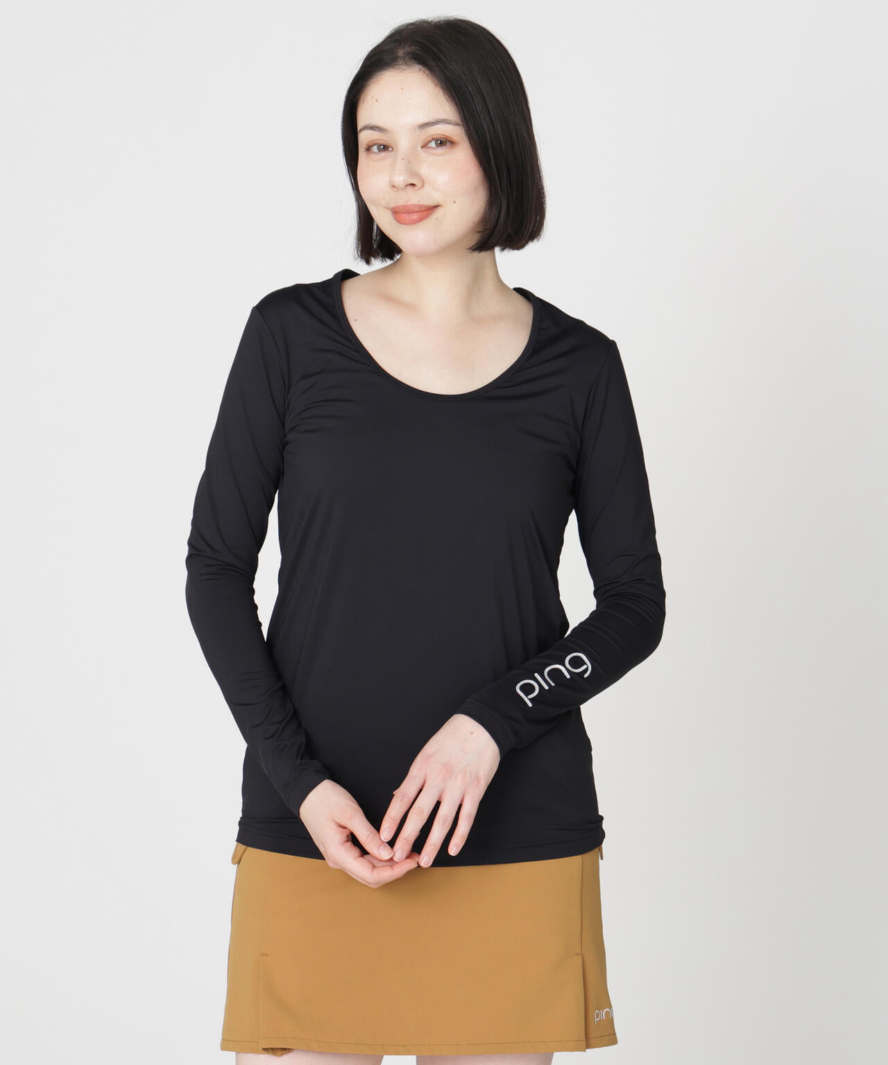 ［PING APPAREL］［UVカット・接触冷感］ベア天竺長袖Uネックインナー (LADIES)