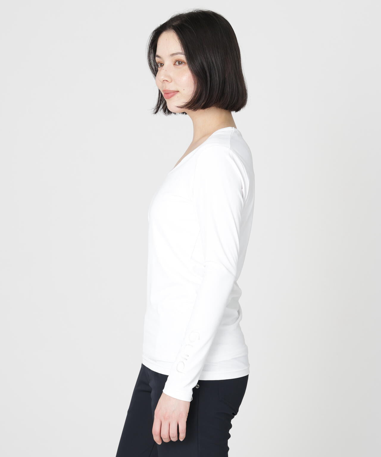 ［PING APPAREL］［UVカット・接触冷感］ベア天竺長袖Uネックインナー (LADIES)