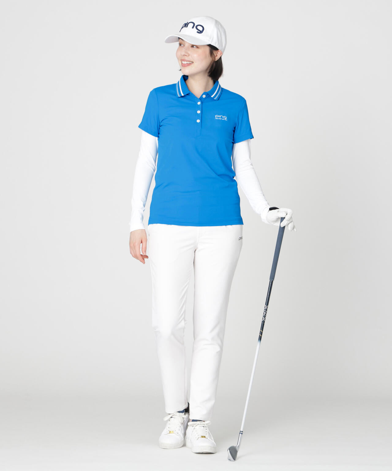 ［PING APPAREL］［UVカット・接触冷感］ベア天竺長袖Uネックインナー (LADIES)