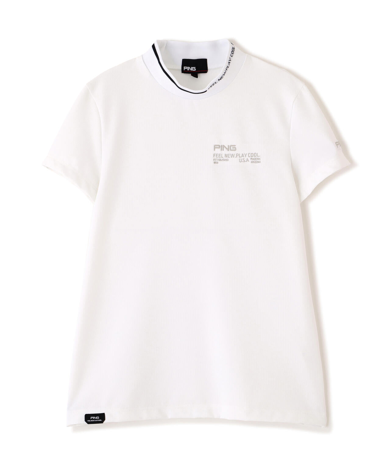 ［PING APPAREL］［接触冷感・UVカット］ワッフルロゴジャカード衿半袖ハイネックシャツ (LADIES)