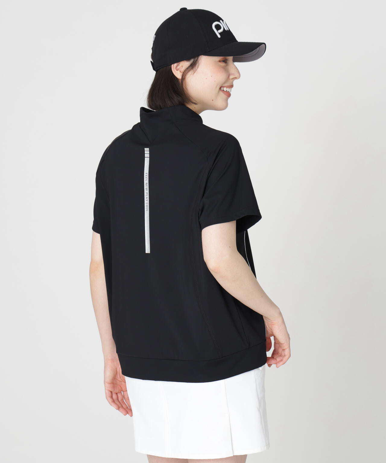 ［PING APPAREL］［接触冷感・UVカット］リラックス半袖ハイネックシャツ (LADIES)