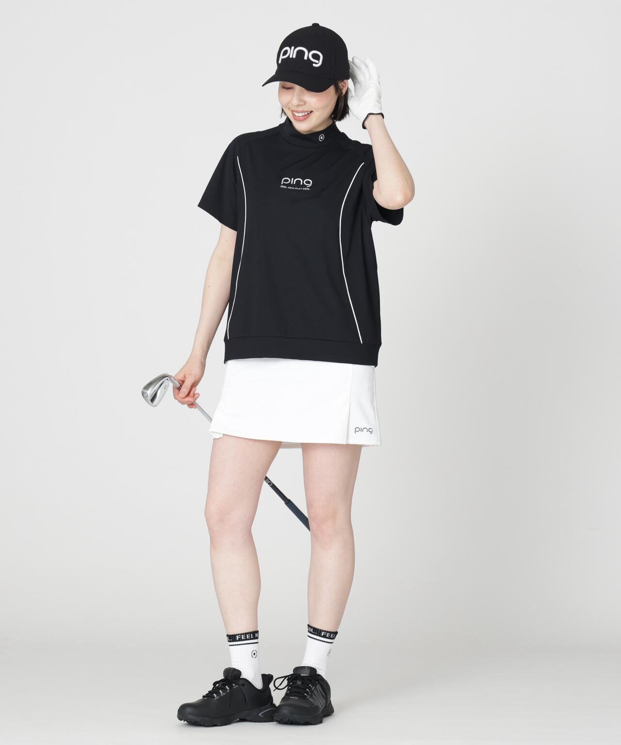 ［PING APPAREL］［接触冷感・UVカット］リラックス半袖ハイネックシャツ (LADIES)