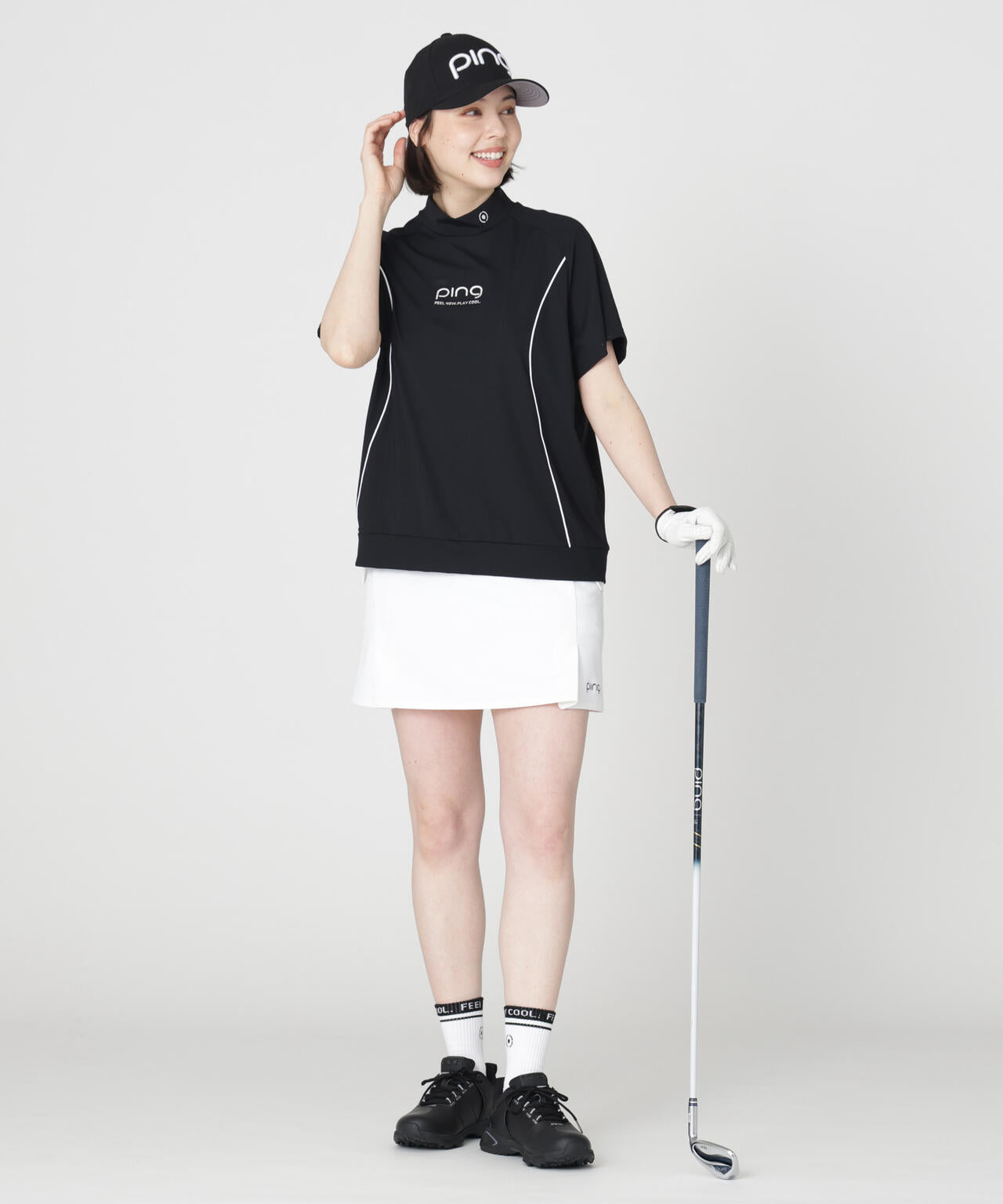 ［PING APPAREL］［接触冷感・UVカット］リラックス半袖ハイネックシャツ (LADIES)