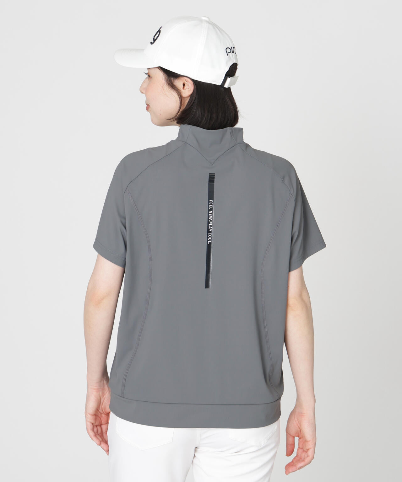 ［PING APPAREL］［接触冷感・UVカット］リラックス半袖ハイネックシャツ (LADIES)