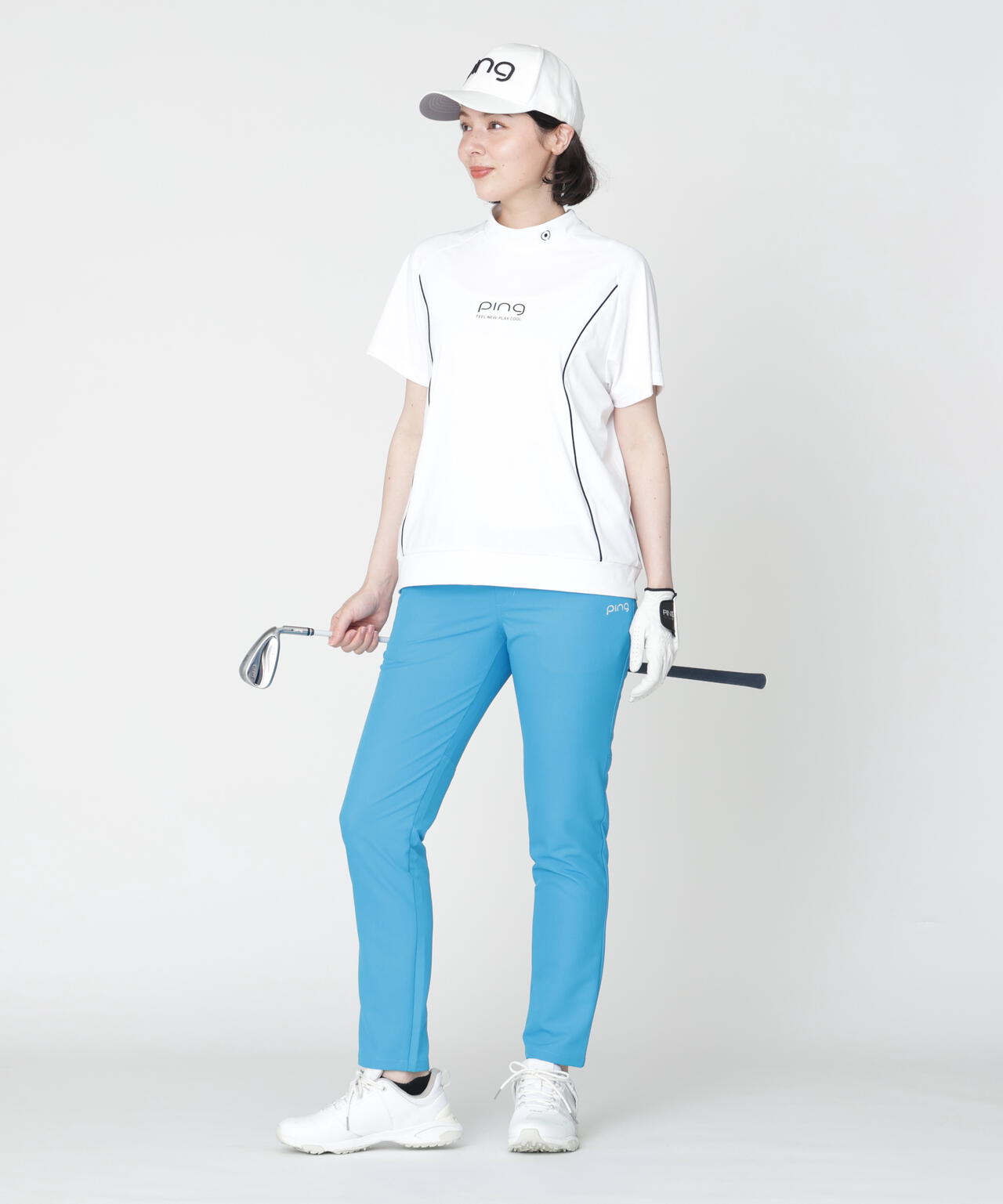 ［PING APPAREL］［接触冷感・UVカット］リラックス半袖ハイネックシャツ (LADIES)