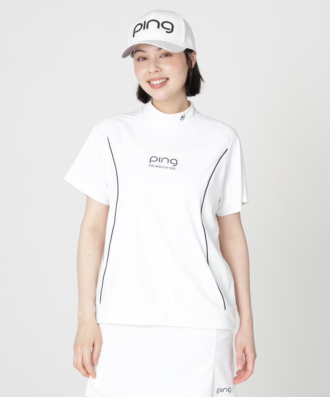 ［PING APPAREL］［接触冷感・UVカット］リラックス半袖ハイネックシャツ (LADIES)