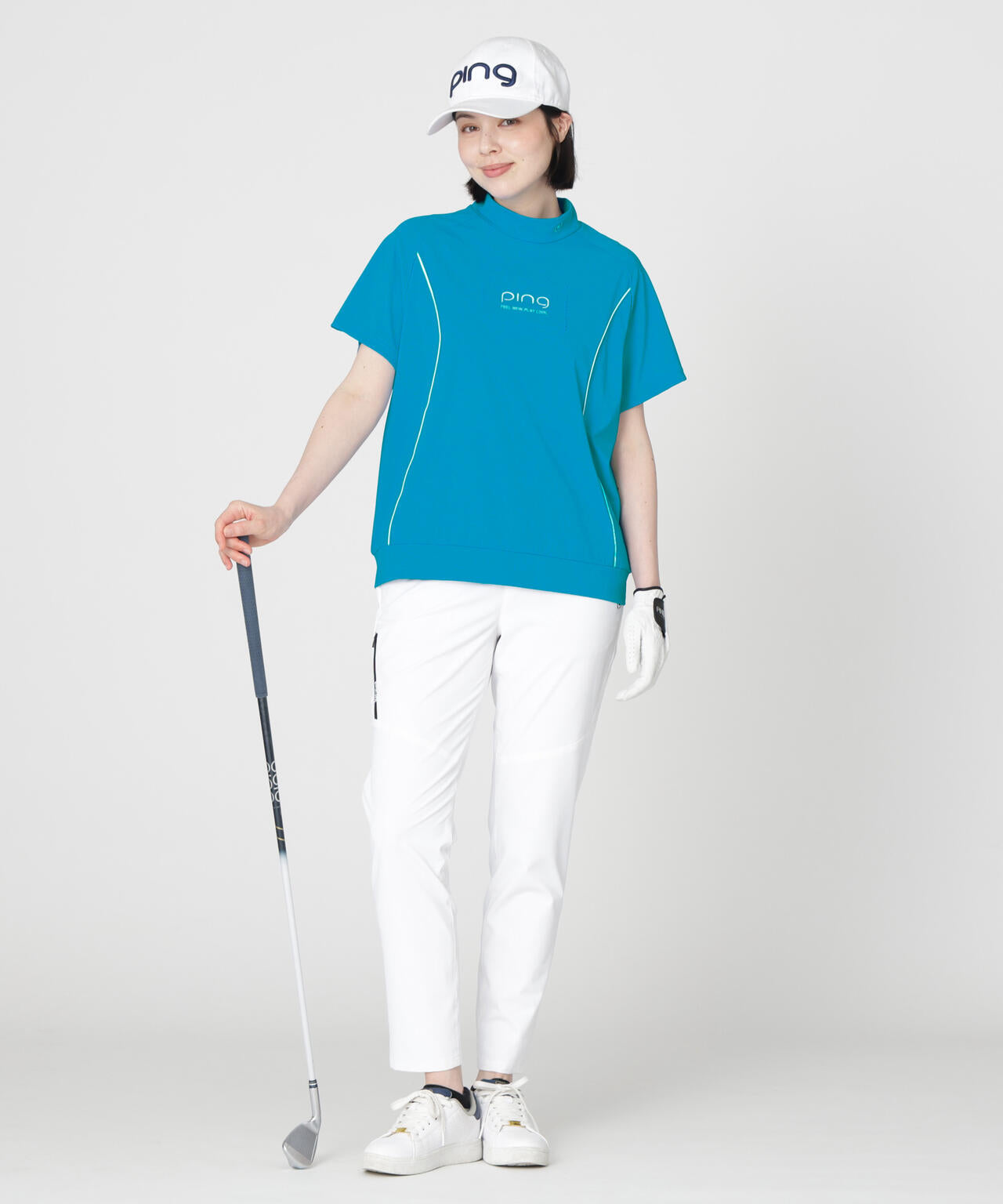［PING APPAREL］［接触冷感・UVカット］リラックス半袖ハイネックシャツ (LADIES)